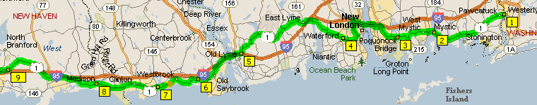 Connecticut Route Map & Staging Points - Part 1