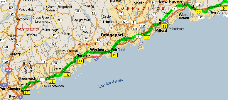 Connecticut Route Map & Staging Points - Part 2
